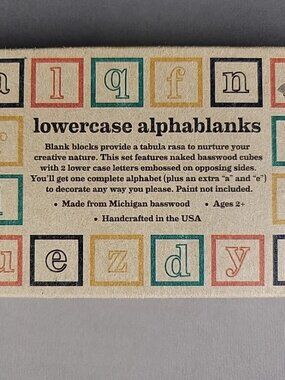 Uncle Goose lowercase alphablanks Blocks 14 Blocks Basswood Cubes, unpainted